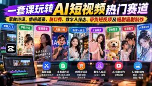一套课玩转AI短视频热门赛道:早教诗词、情感语录、脱口秀、数字人探店、带货短视频及短剧漫剧制作 复制标题-中创网_分享创业项目_助您在家赚钱