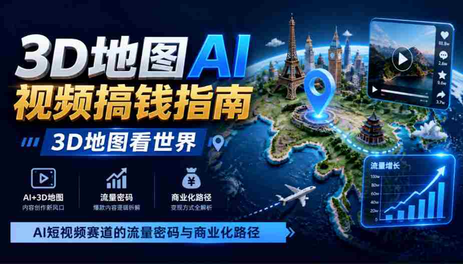 3D地图AI视频搞钱指南,3D地图看世界,AI短视频赛道的流量密码与商业化路径【文档】