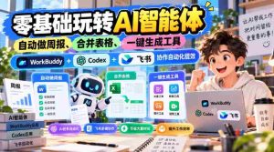 零门槛掌握】AI智能助手轻松驾驭，周报自动生成，表格合并无忧，WorkBuddy、Codex与飞书协作，效率翻倍自动化利器-中创网_分享创业项目_助您在家赚钱