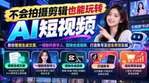 轻松驾驭AI短视频制作:无需剪辑技巧,教你智能创作文案、轻松制作数字形象、一键合成视频,学会账号运营和带货技巧-中创网_分享创业项目_助您在家赚钱