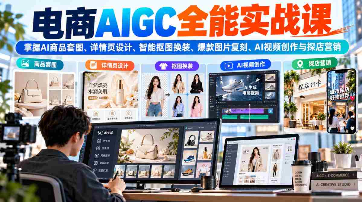 AI赋能电商全链路：解锁商品图片、详情页制作、智能换装、爆款复制及视频营销技巧-中创网_分享创业项目_助您在家赚钱