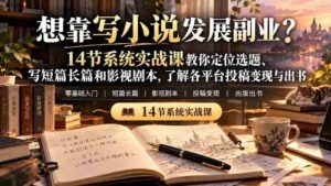 零水印秘籍】小说副业梦想成真!14堂实战课程助你精准选题,短篇长篇一网打尽,影视剧本轻松上手,揭秘平台投稿变现与出版之道-中创网_分享创业项目_助您在家赚钱