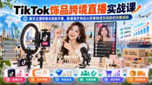 TikTok饰品跨境直播实战课，新手主播照着念就能开播，跑通海外饰品从获客到成交收款的完整闭环-中创网_分享创业项目_助您在家赚钱