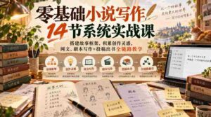 从零起步，14堂小说创作实战课程，构建故事骨架，激发创作潜能，涵盖网络文学与剧本创作，全程指导投稿与出版之路-中创网_分享创业项目_助您在家赚钱