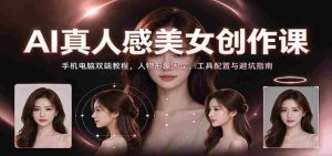 AI真人感美女创作课:手机电脑双端教程,人物形象固定,工具配置与避坑指南-中创网_分享创业项目_助您在家赚钱
