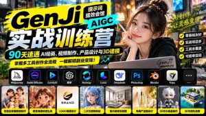 90天高效掌握AI绘画、视频剪辑、产品设计和3D建模,GenJi AIGC实战训练营助你精通多工具创作技巧-中创网_分享创业项目_助您在家赚钱
