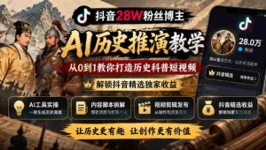 揭秘:抖音28万粉丝大V的AI历史分析课堂,零基础教你制作热门历史科普视频,开启抖音收益新篇章-中创网_分享创业项目_助您在家赚钱