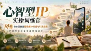 14天身心提升短视频IP塑造之旅:心智IP实操营,短视频流量变现攻略-中创网_分享创业项目_助您在家赚钱