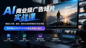 AI商业级广告短片实战课,覆盖从文案、脚本、素材生成到剪辑成片的全流程,帮你做出可对外交付的商业质感AI短片-中创网_分享创业项目_助您在家赚钱