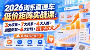 2026年淘系直通车高效策略班：揭秘三大关键权重、七大核心词系、四大精准人群、测图测款技巧、六大优化计划及搜索流量拓展-中创网_分享创业项目_助您在家赚钱
