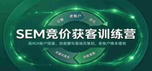 SEM竞价获客训练营:高ROI账户搭建,创意撰写落地页策划,老账户降本增效-中创网_分享创业项目_助您在家赚钱