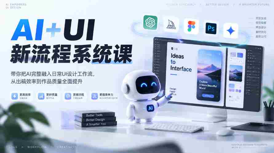 【无水印】AI+UI新流程系统课,带你把AI完整融入日常UI设计工作流,从出稿效率到作品质量全面提升(2026第4期)