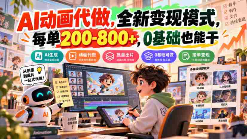 AI动画代做,全新变现模式,每单200-800+,0基础也能干【揭秘】