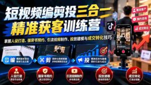 短视频一体化运营课程：一网打尽人物塑造、权威预约、吸粉视频创作、投放策略与销售转化艺术-中创网_分享创业项目_助您在家赚钱