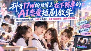 陈卓AI恋爱短剧教程走红抖音,17万粉丝博主揭秘高效融图分镜技巧,30秒速成大片,轻松变现无需高抽卡-中创网_分享创业项目_助您在家赚钱