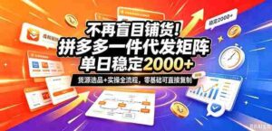 不再盲目铺货！拼多多一件代发矩阵落地攻略，提供优质货源店铺运营全流程，零基础可直接复制-中创网_分享创业项目_助您在家赚钱