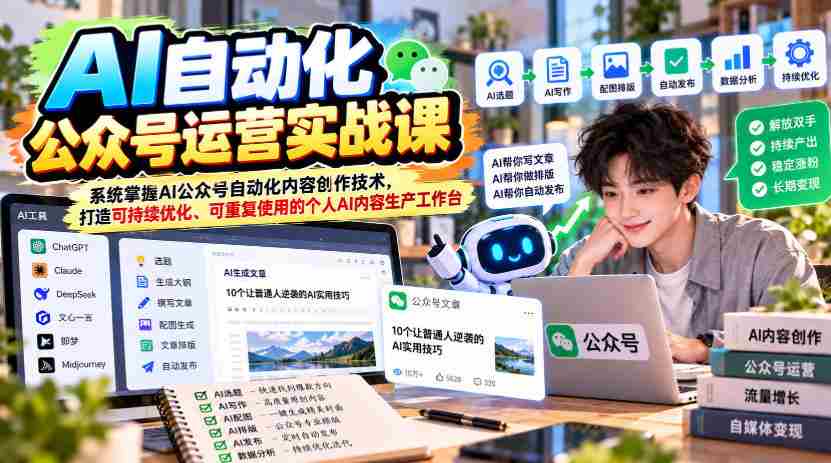探索AI赋能公众号管理：全面学习AI自动化创作技巧，构建高效个人内容生产平台-中创网_分享创业项目_助您在家赚钱