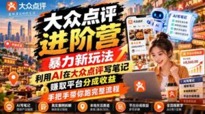 AI赋能点评达人，大众点评升级攻略：笔记创作新技巧，轻松赚取平台分红，全程实操教学-中创网_分享创业项目_助您在家赚钱