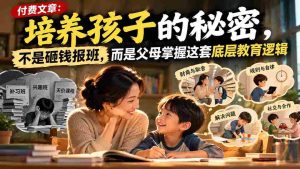 付费文章：培养孩子的秘密，不是砸钱报班，而是父母掌握这套底层教育逻辑-中创网_分享创业项目_助您在家赚钱