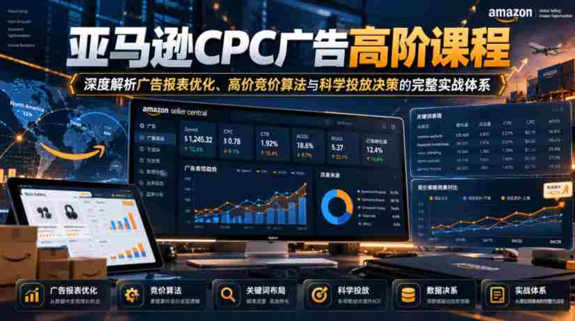 揭秘亚马逊CPC广告精英课程：全方位解析报表优化策略、顶级竞价算法及精准投放决策实战指南-中创网_分享创业项目_助您在家赚钱