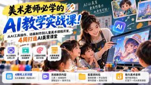 探索AI赋能美术教育:美术教师必备实战课程,涵盖AI应用与动画,四周打造互动美育课堂-中创网_分享创业项目_助您在家赚钱