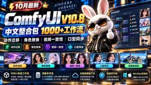 全新V10.8版ComfyUI中文集成版揭晓:千余工作流,动作迁移、角色更替、视频统一与口型同步,低显存轻松应对-中创网_分享创业项目_助您在家赚钱