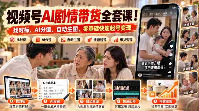AI赋能短视频带货攻略：从零基础到高效起号，一步到位！-中创网_分享创业项目_助您在家赚钱