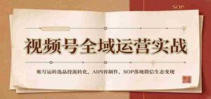 全域运营攻略：视频号账号运营策略、精选内容投放、AI内容创作及SOP在微信生态中实现盈利-中创网_分享创业项目_助您在家赚钱