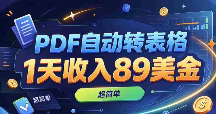 轻松实现PDF变表格，日赚89美元，操作简便，零基础入门-中创网_分享创业项目_助您在家赚钱