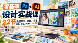 免费】小白也能轻松学会的PS和AI设计课程|22节课解锁修图、抠图、调色等实用技能-中创网_分享创业项目_助您在家赚钱