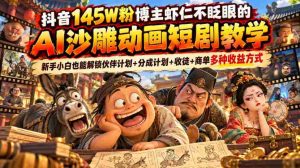 抖音百万粉丝博主揭秘：零基础轻松掌握AI沙雕动画短剧制作，解锁多种赚钱秘籍-中创网_分享创业项目_助您在家赚钱