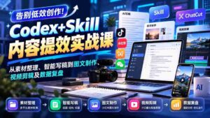 轻松升级创作效能!Codex+Skill实战课程:高效素材管理、智能文案撰写及多媒体制作全攻略-中创网_分享创业项目_助您在家赚钱