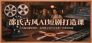 邵氏古风AI短剧打造课：古代骗局题材创作，活用提示词声音克隆产出港风短剧-中创网_分享创业项目_助您在家赚钱