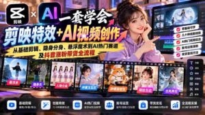 一套学会剪映特效+AI视频创作:从基础剪辑、隐身分身、悬浮魔术到AI热门赛道及抖音涨粉带货全流程-中创网_分享创业项目_助您在家赚钱