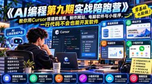 【无水印】《AI编程第九期实战陪跑营》教你用Cursor搭建数据库、制作网站、电脑软件与小程序,一行代码不会也能开发软件-中创网_分享创业项目_助您在家赚钱