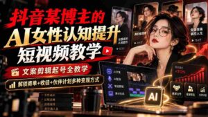 抖音达人揭秘:AI辅助女性认知进阶教程,视频制作与账号运营全攻略,解锁商业合作、收徒和团队伙伴多元化盈利模式-中创网_分享创业项目_助您在家赚钱