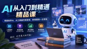 AI从入门到精通精品课,零基础学AI,从工具操作到变现、职场提效一次学完-中创网_分享创业项目_助您在家赚钱