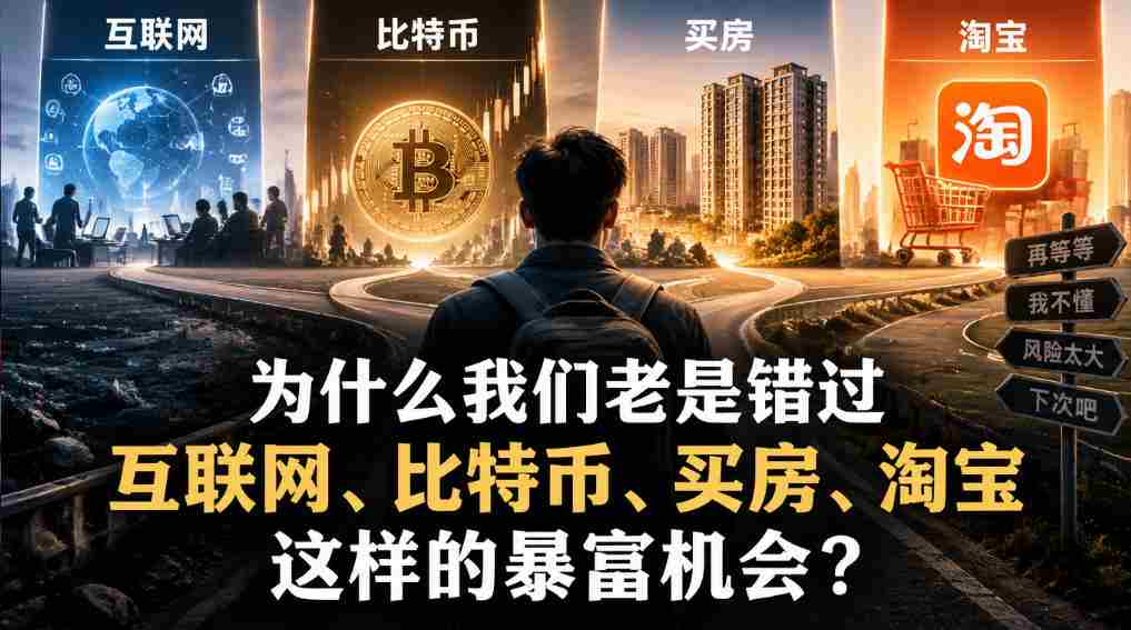 某社群付费文章:为什么我们老是错过互联网、比特币、买房、淘宝这样的暴富机会?