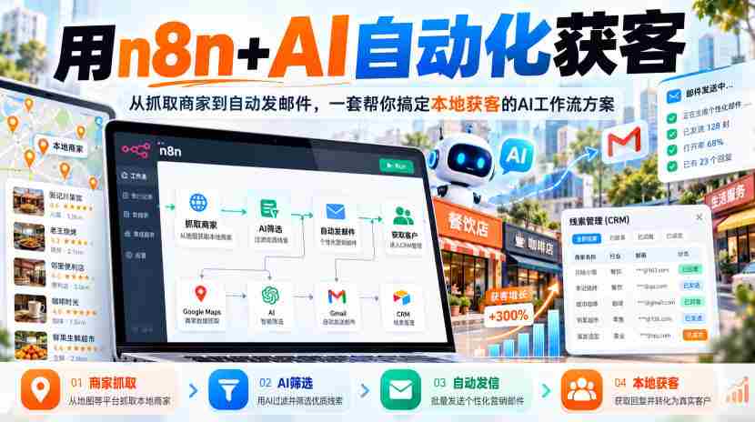 AI赋能本地营销】n8n+智能工具打造全流程获客方案：高效抓取商家信息，一键发送邮件，专业AI工作流轻松助力客户拓展-中创网_分享创业项目_助您在家赚钱