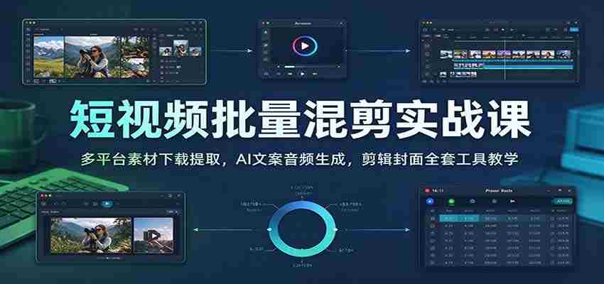 短视频批量混剪实战课：多平台素材下载提取，AI文案音频生成，剪辑封面全套工具教学-中创网_分享创业项目_助您在家赚钱