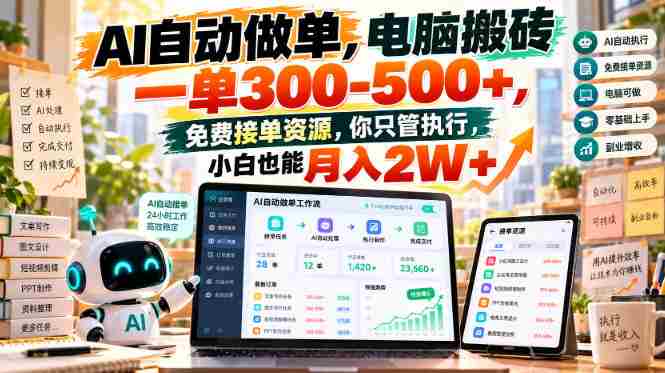 揭秘：AI智能操作，电脑轻松赚取300-500+，海量免费任务任你选，执行即可月入2W+！-中创网_分享创业项目_助您在家赚钱