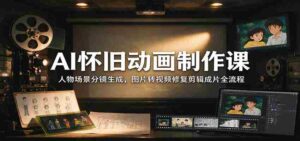AI怀旧动画制作课:人物场景分镜生成,图片转视频修复剪辑成片全流程-中创网_分享创业项目_助您在家赚钱
