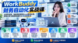 WorkBuddy财务自动化攻略:涵盖软件部署、智能体定制、Excel报表制作、财税深度解析及集团办公批量操作全程指导-中创网_分享创业项目_助您在家赚钱