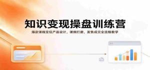 知识变现操盘训练营:爆款课程定位产品设计,课纲打磨,发售成交全流程教学-中创网_分享创业项目_助您在家赚钱