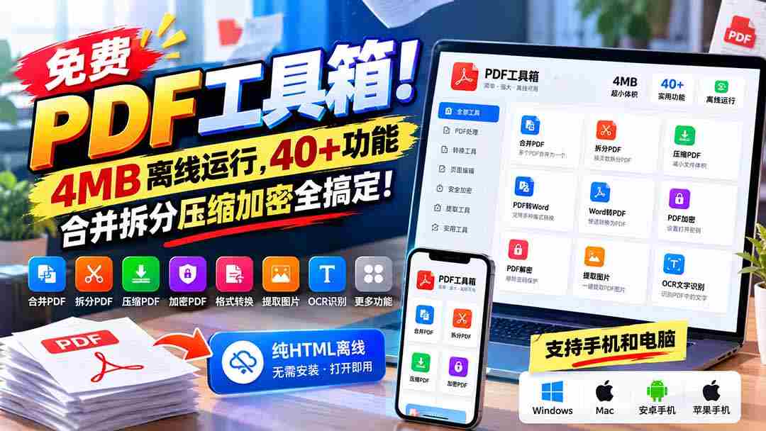 免费PDF神器！仅需4MB空间，40余项强大功能，轻松合并、拆分、压缩、加密，一应俱全！-中创网_分享创业项目_助您在家赚钱