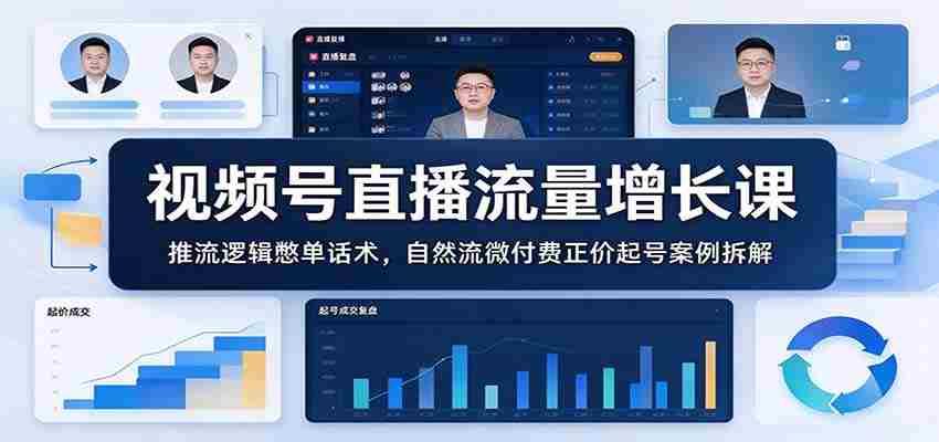 视频号直播流量增长课：推流逻辑憋单话术，自然流微付费正价起号案例拆解-中创网_分享创业项目_助您在家赚钱
